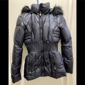 Laundry By Shelli Segal Black Puffer Jacket With Faux Fur Size XS